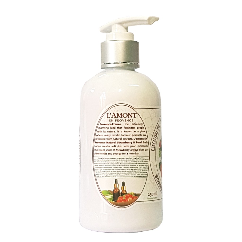 Combo Sữa Tắm và Sữa Dưỡng Thể LAmont En Provence Hương Dâu Tây 500ml và 250ml