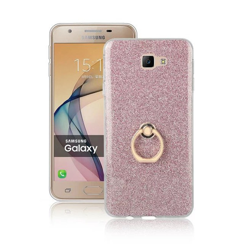 Ốp điện thoại TPU mặt kim tuyến 5 màu tùy chọn có vòng đỡ dành cho Samsung Galaxy J7 Prime