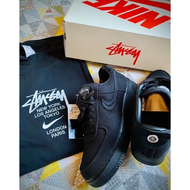 GIÀY AF1 STUS.SI ĐEN BLACK LAI AU