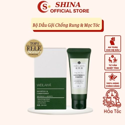 TEST MINI Dầu Gội Gừng, Gừng Hà Thủ Ô Weilaiya Giảm Rụng Tóc, Kích Mọc Tóc Nhanh Hợp Mọi Da Đầu ( gội 20ml + xả 20ml)