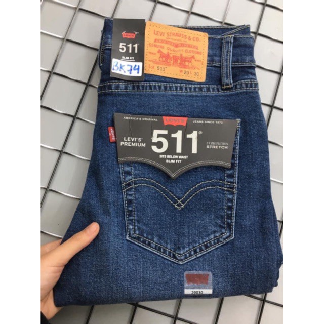 Quần jean nam ⚡ 𝗛𝗮̀𝗻𝗴 𝗰𝗮𝗼 𝗰𝗮̂́𝗽 ⚡ Quần bò LEVI'S 511 xanh, ống đứng, Cambodia xuất dư cực đẹp, mẫu mới nhất 20