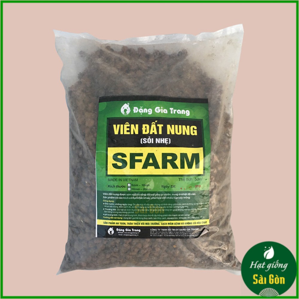 Viên đất nung SFARM size 5-10 mm sỏi nhẹ trồng cây hoa kiểng, cây thủy canh, phong lan 3KG