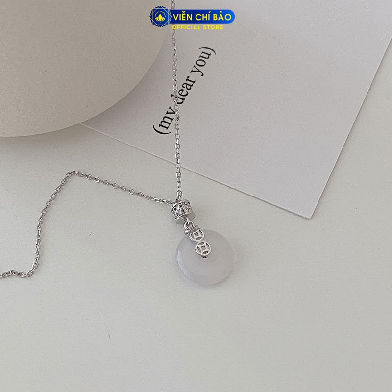 Dây chuyền bạc nữ kim tiền đồng điếu đá bạc Thái 925 thời trang nữ phụ kiện trang sức nữ Viễn Chí Bảo D000156