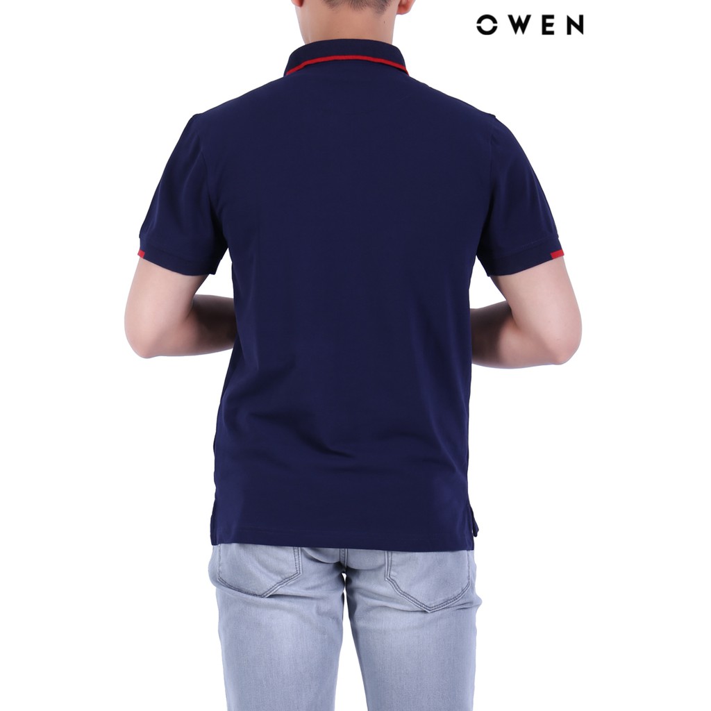 Áo polo Nam ngắn tay Owen Cotton Bodyfit màu xanh đen - APV20288