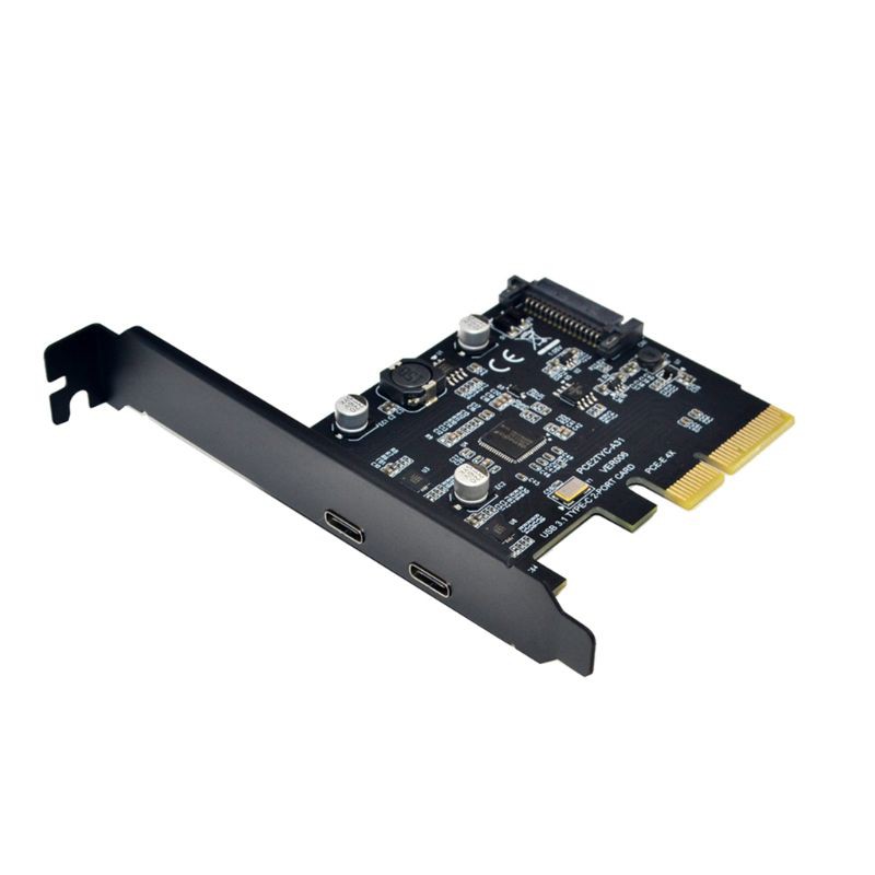 H.S.V✺USB3.1 to Type-C 2Port Expansion Card PCI-E4X to USB3.1 Gen2 10Gbps USBC Adapter