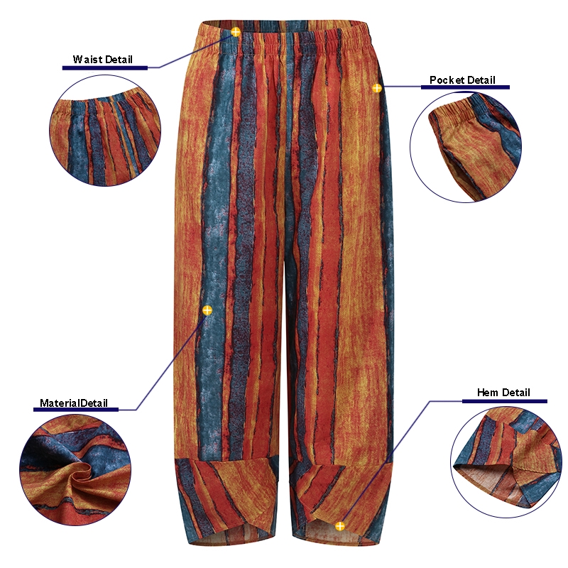 Quần Dài ZANZEA cho Nữ Ống Rộng Họa Tiết Kẻ Sọc Vintage Thời Trang | BigBuy360 - bigbuy360.vn