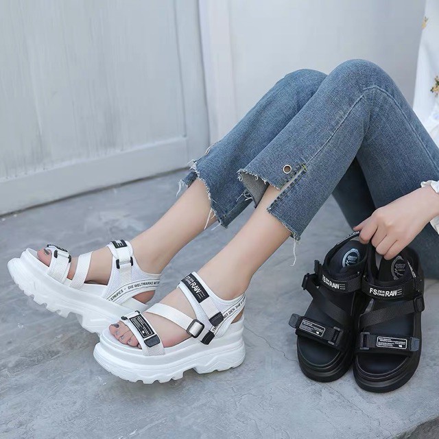 FREE SHIP Sandal nữ đế cao Ulzzang , sandal quai hậu Raw năng động trẻ trung 007
