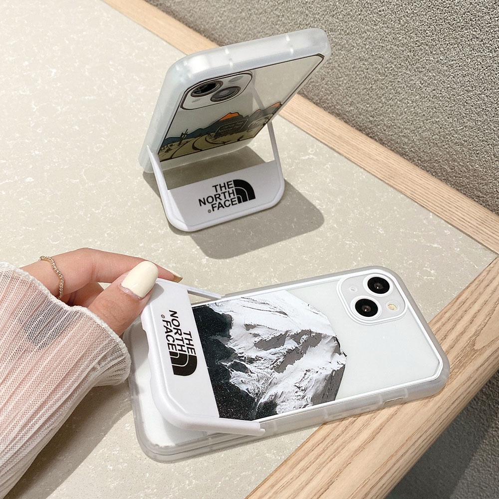 THE NORTH FACE Ốp Điện Thoại Trong Suốt Kèm Giá Đỡ Họa Tiết Hoạt Hình Dễ Thương Cho iPhone 11 12 13 Pro Max XS Max XR X 6 6S 7 8 Plus SE 2 3
