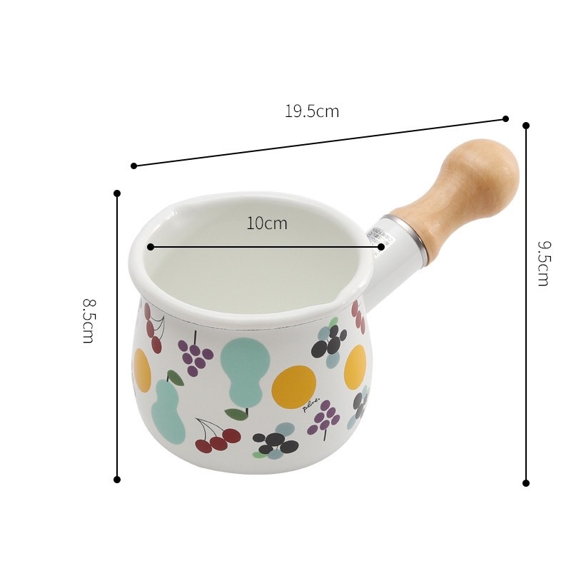 Nồi nấu bột cho bé xoong quánh bột nấu cháo thức ăn dặm men sứ an toàn có tay cầm gỗ chống nóng 600ml AD04 Homedy kids