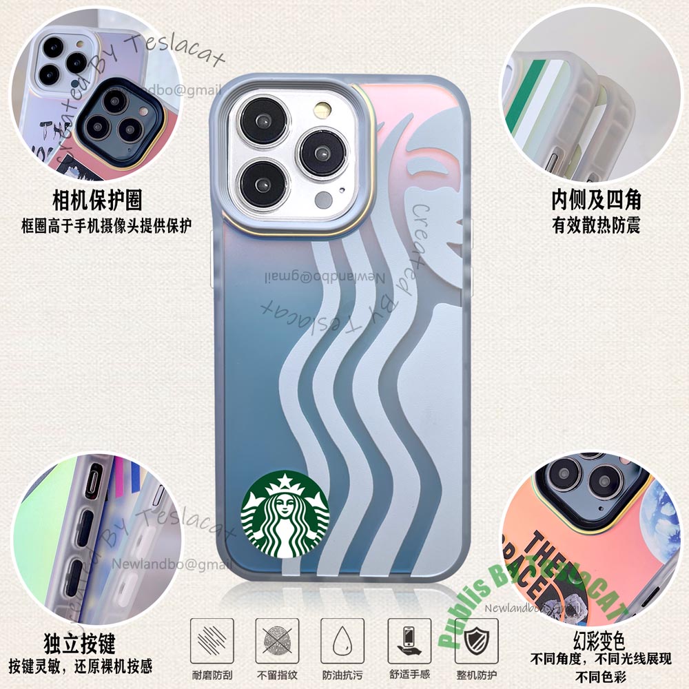 Ốp Điện Thoại Màu Tím Nhám Họa Tiết starbucks Cho iphone 14 14Pro 13 12 11 XR Pro max 12Pro 12mini 13Mini 11Pro
