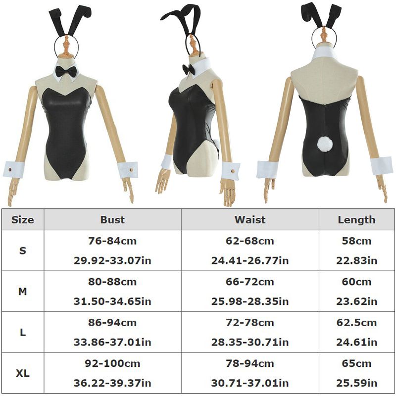 Rascal Does Not Dream of Bunny Girl Sakurajima Mai Black Bodysuit Maid Costume