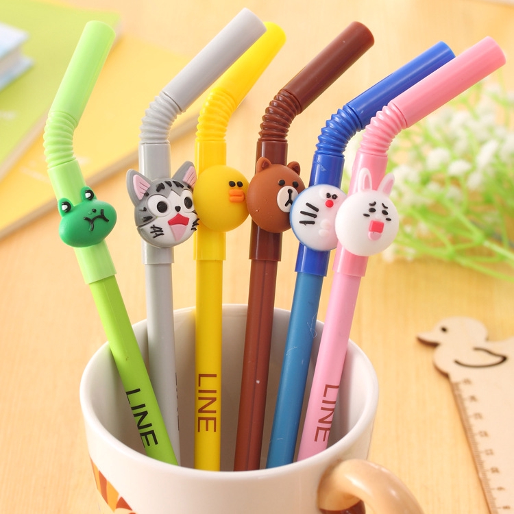 1 Bút Mực gel Hình Ống Hút Hoạt Hình Sáng Tạo