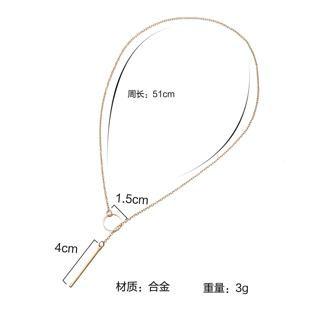Vòng cổ Dáng Ngắn Mặt Nhẫn Đơn Giản Bằng Kim Loại Phong Cách Âu Mỹ Thời Trang