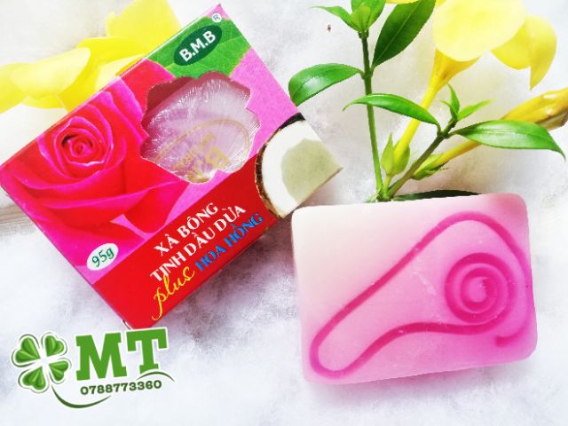 Xà bông dừa hoa hồng B.M.B (1 cục 95g)