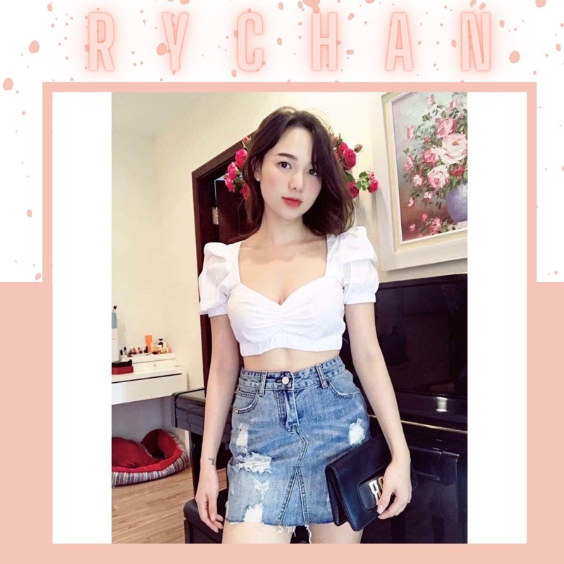 [Mã WASKT410K giảm 10K đơn 50K] Áo Crop Trắng Tay Phồng (KÈM HÌNH THẬT) CR112 | BigBuy360 - bigbuy360.vn