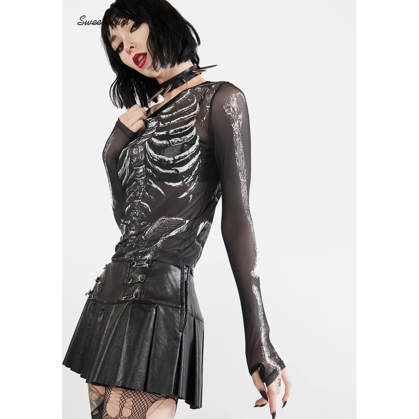 MsMona Áo Thun Tay Dài Cổ Tròn Phối Màu Tương Phản Thời Trang 2022 Y2k