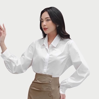 Áo sơ mi trắng basic thời trang nữ Calie House A121