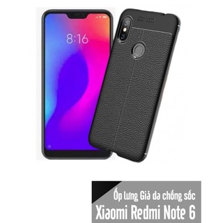 Ốp lưng Xiaomi Redmi Note 6 Pro silicon giả da, chống sốc Auto Focus