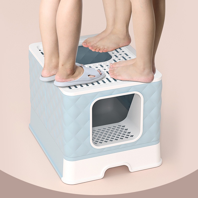 Nhà vệ sinh cho mèo CHỐNG VĂNG CÁT 2 cửa tiện lợi có lưới lọc cát rơi