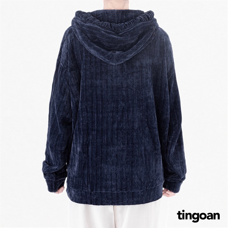 Áo hoodie len nhung tăm mũ sun navi tingoan SOFIA HODDIE/NV ( có túi bụng) | BigBuy360 - bigbuy360.vn