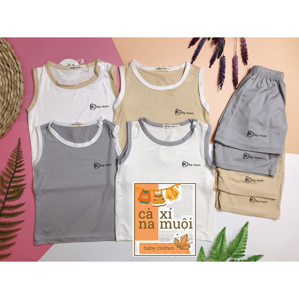 Bộ Minky Mom Ba Lỗ FULLSIZE 7-25KGFREE SHIP Thun Lạnh Cao Cấp Dể Thương Cho Bé Gái Bé Trai, Đủ Màu