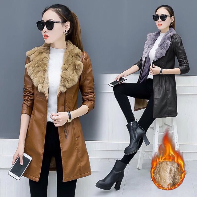Áo da cổ lông- hàng quảng châu - bảo hành 1 năm không nổ