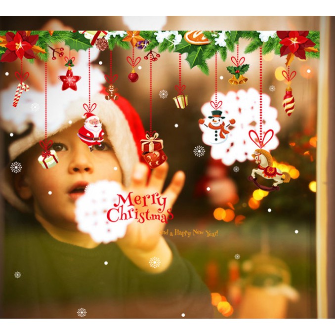 Decal trang trí Noel - Rèm dây trang trí phụ kiên lớn giáng sinh