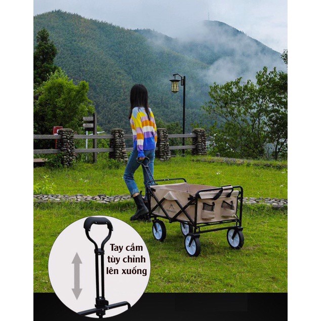 Xe Kéo Dã Ngoại Mountainhiker Gấp Gọn Khung Hợp Kim Nhôm - Xe Đẩy Cắm Trại Tải Trọng 80kg Dung Tích 90 Lít