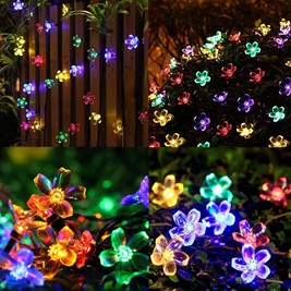 Dây đèn LED trang trí hoa anh đào 7M 50 bóng /12M 100 bóng, sử dụng Năng lượng Mặt trời, trang trí ban công, sân vườn