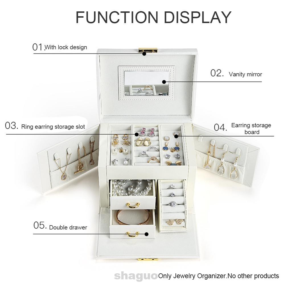 Multifunction Watch Handheld Modern PU Leather Sunglasses Earrings Drawer Design Jewelry Organizer