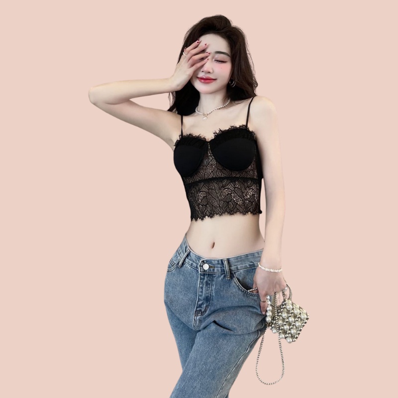 Áo Bra 2 Dây Chichi bra Croptop Viền Ren Hoa Thoáng Mát, Mềm Mịn B2206
