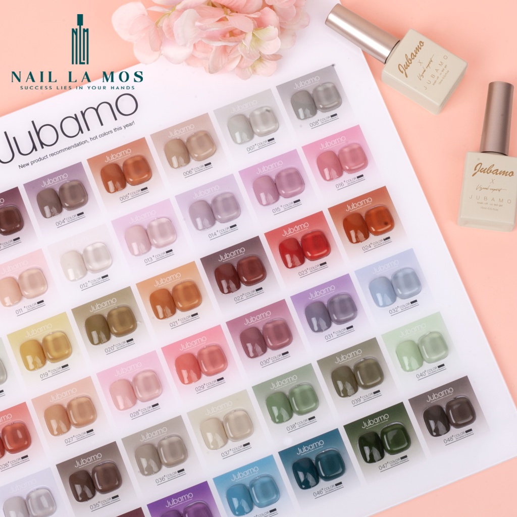 Set sơn gel 48 màu Jubamo Hàn Quốc chính hãng chất sánh mịn, lên màu chuẩn tặng kèm bảng màu + base + top (15ml)