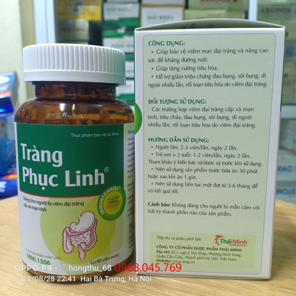 Tràng Phục Linh xanh hộp 80 viên giúp bảo vệ niêm mạc đại tràng