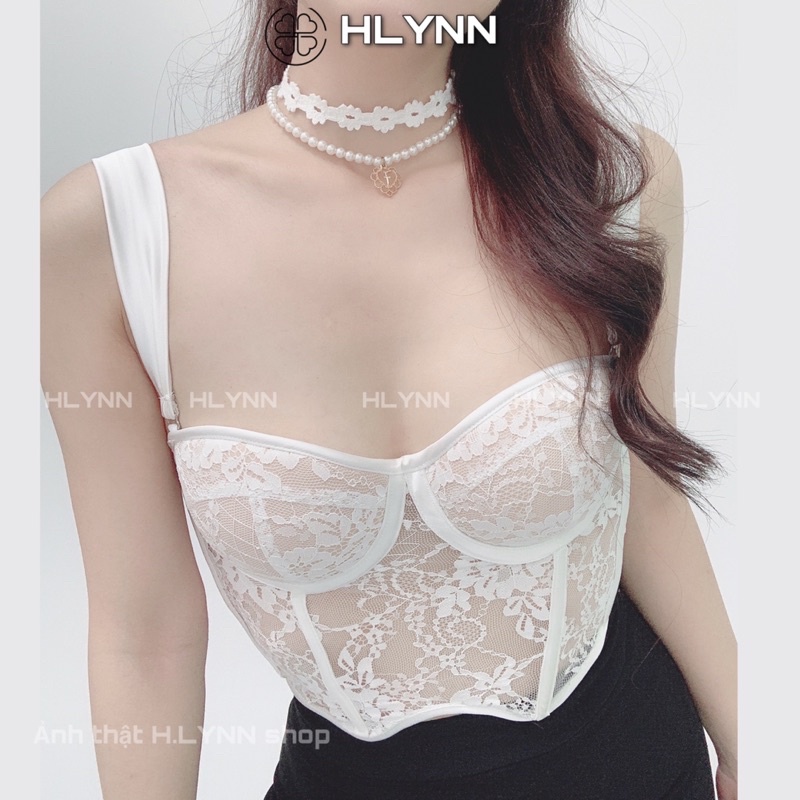 Áo corset ren viền lụa sóng m149