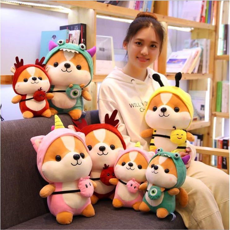 Gấu Bông Chó Shiba Cosplay Cute mềm mịn Size 25 cm