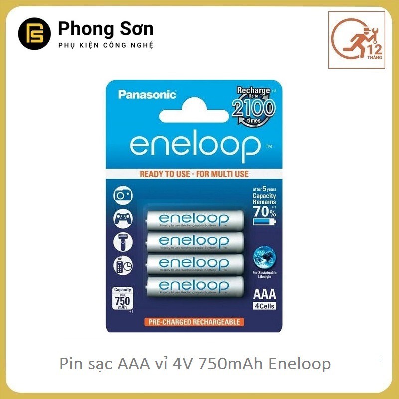 Bộ sạc pin AA AAA nhanh MQN06 Sanyo Kèm 4 viên Pin sạc AAA Panasonic Eneloop