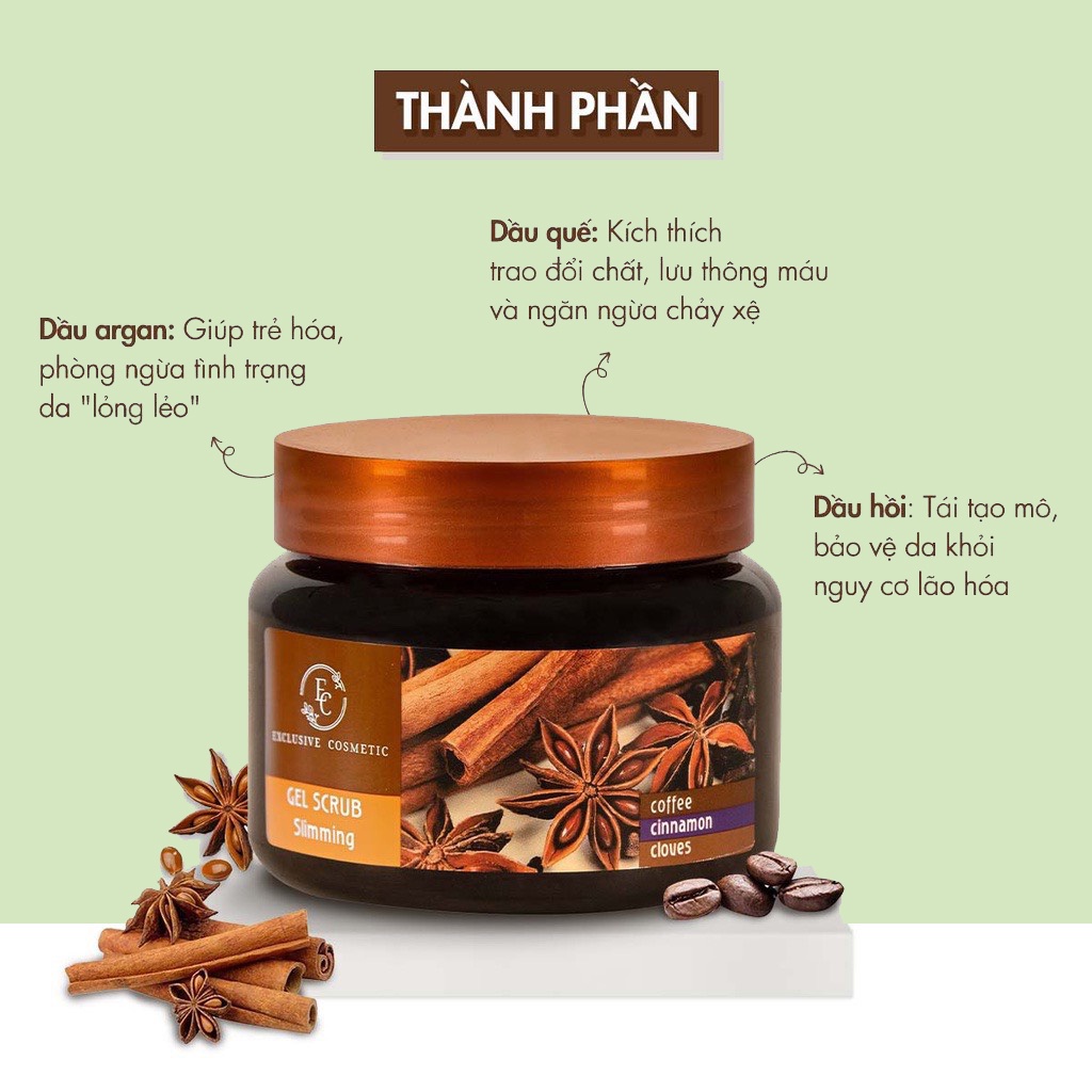 Tẩy Tế Bào Chết Body Quế hồi & Cà phê Exclusive Cosmetic Coffee Cinnamon Cloves 380g