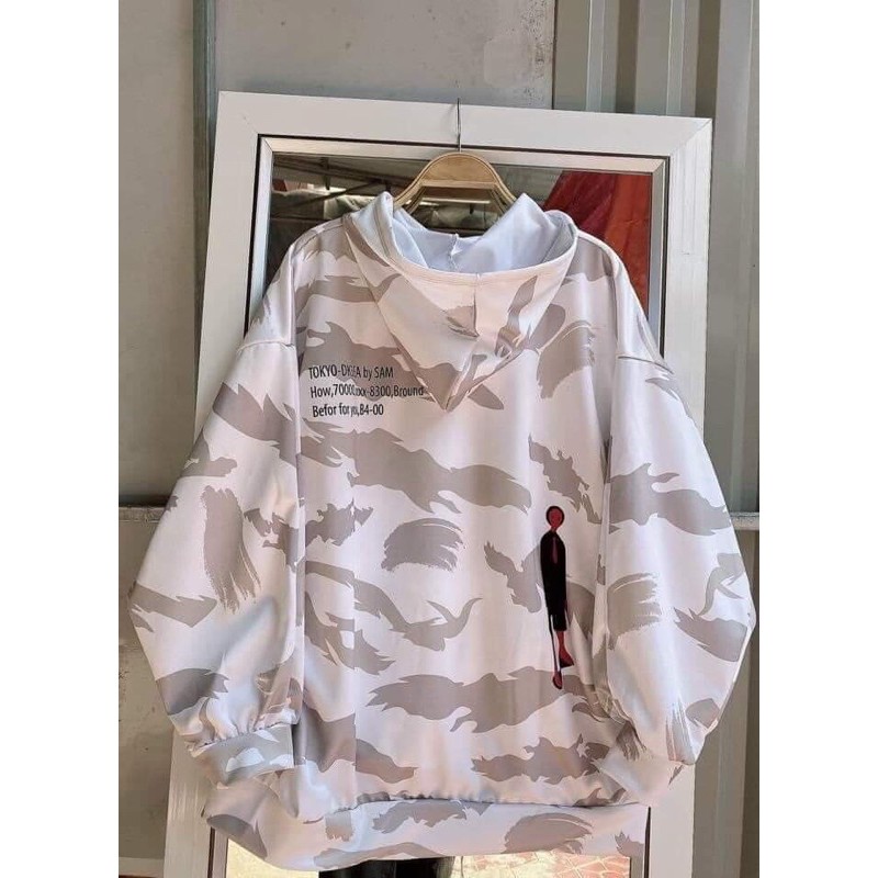 Áo nỉ mũ loang in người KA65