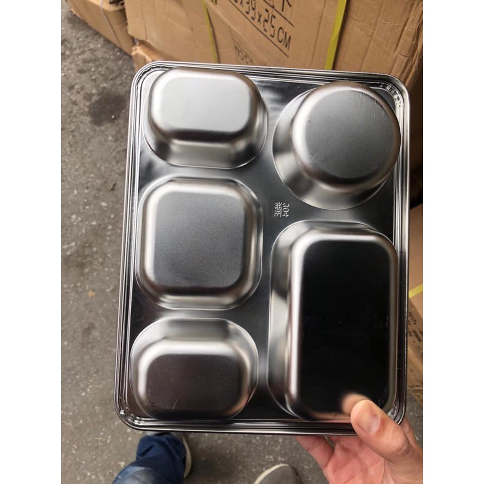 Khay cơm inox 5 ngăn TẶNG KÈM MUỖNG INOX | BigBuy360 - bigbuy360.vn