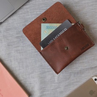 Ví đôi nam nữ đựng thẻ da bò thật đơn giản basic có móc khoá