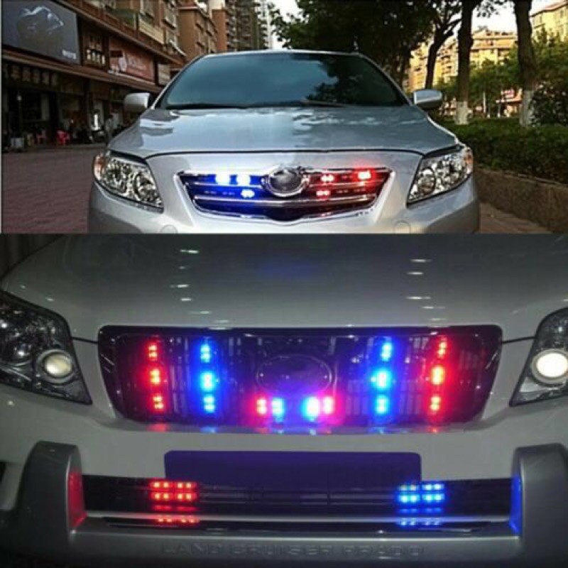 Led xanh đỏ Police lắp mặt calang
