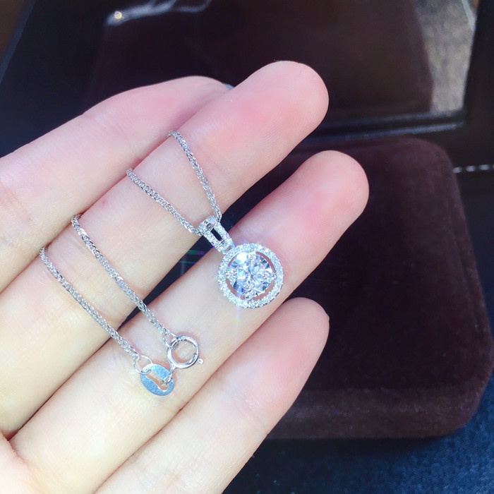 Vòng cổ Bạch Kim 3 Karat Pt950 Platinum Tám Trái Tim Và Tám Mũi Tên Đính Đá Zircon-JHS2-P