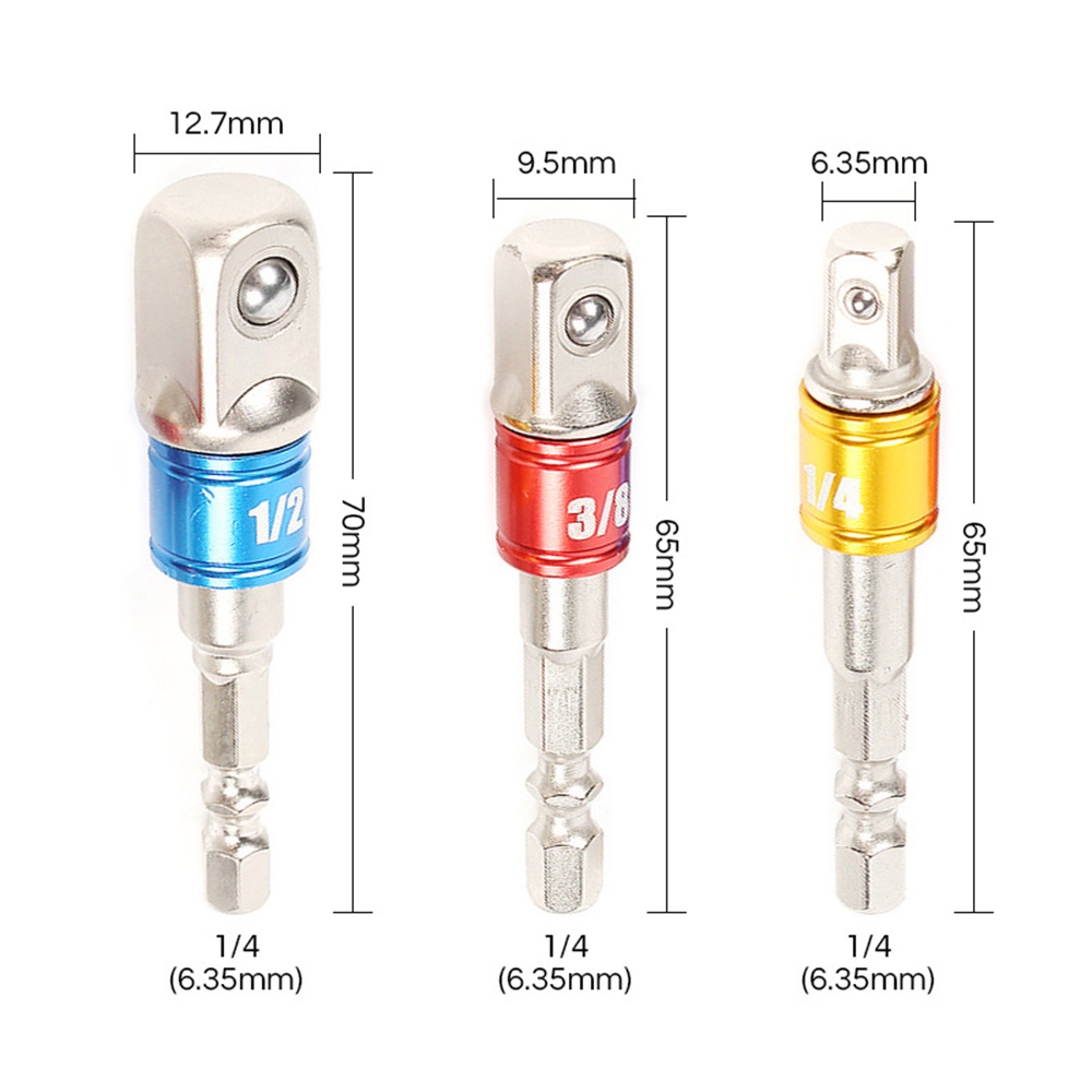 Set 3 đầu tua vít lục giác DIYMORE nhiều màu sắc 1/ 2/ 3/ 8/ 1/ 4 tiện dụng
