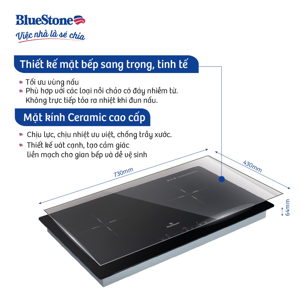 [Mã ELRE2TR giảm 8% đơn 500K] Bếp Từ Đôi 4000W Bluestone ICB-6818