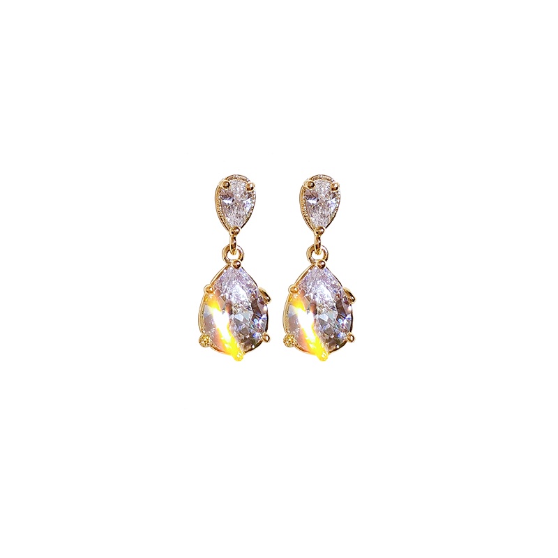 Khuyên tai JIUDUOLAN mặt hình giọt nước đính đá zircon nhân tạo phong cách Hàn Quốc sang trọng thanh lịch cho nữ