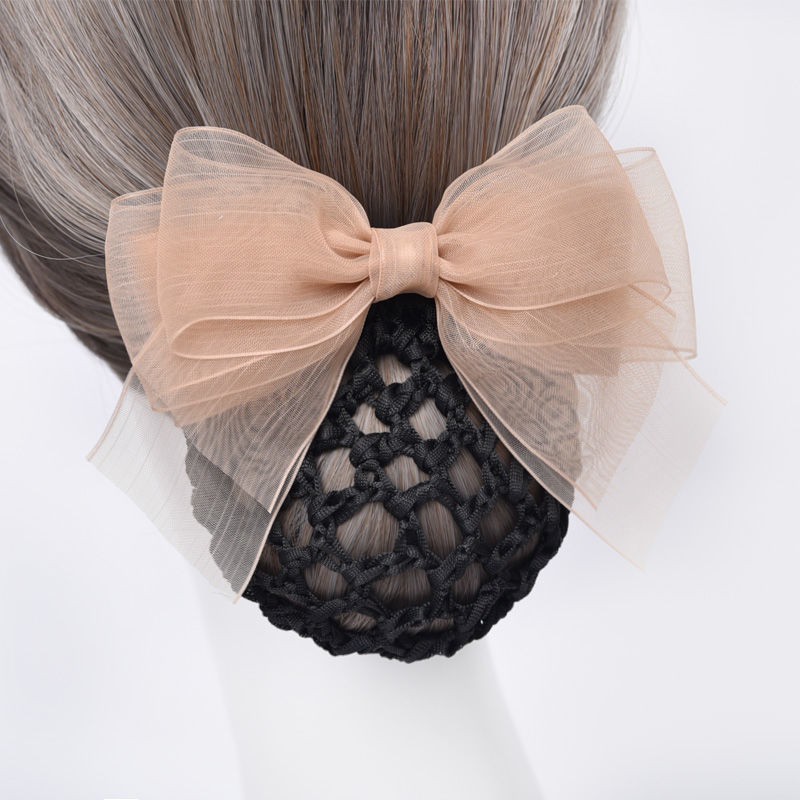 Kẹp tóc hình hoa có túi lưới đính nơ phong cách Hàn Quốc dễ thương cho nữ 21.07.31