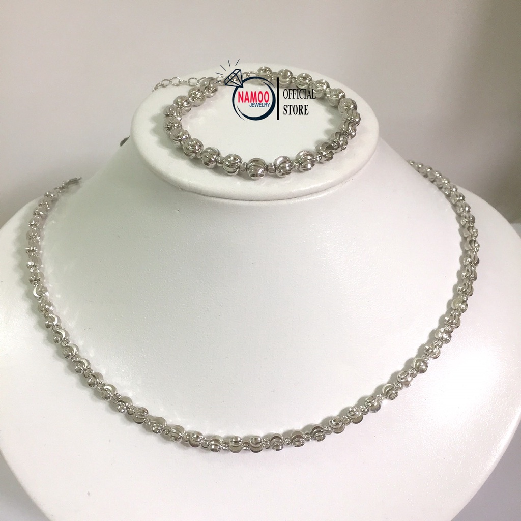 Set Dây Chuyền Và Lắc Tay Bi Mạ Bạc L277 V277, Set trang sức nữ Mạ Bạc 925 Namoo Jewelry