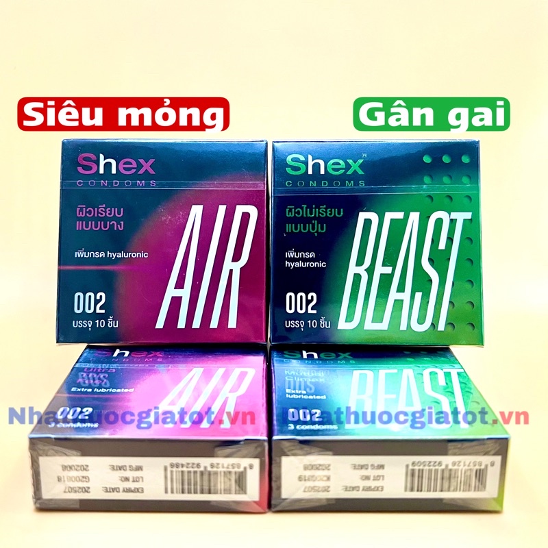 Bao Cao Su Thương Hiệu Shex (AIR, BEAST) Ôm Sát Chống Trơn Kéo Dài Thời Gian, Mang Đến Sự Thăng Hoa