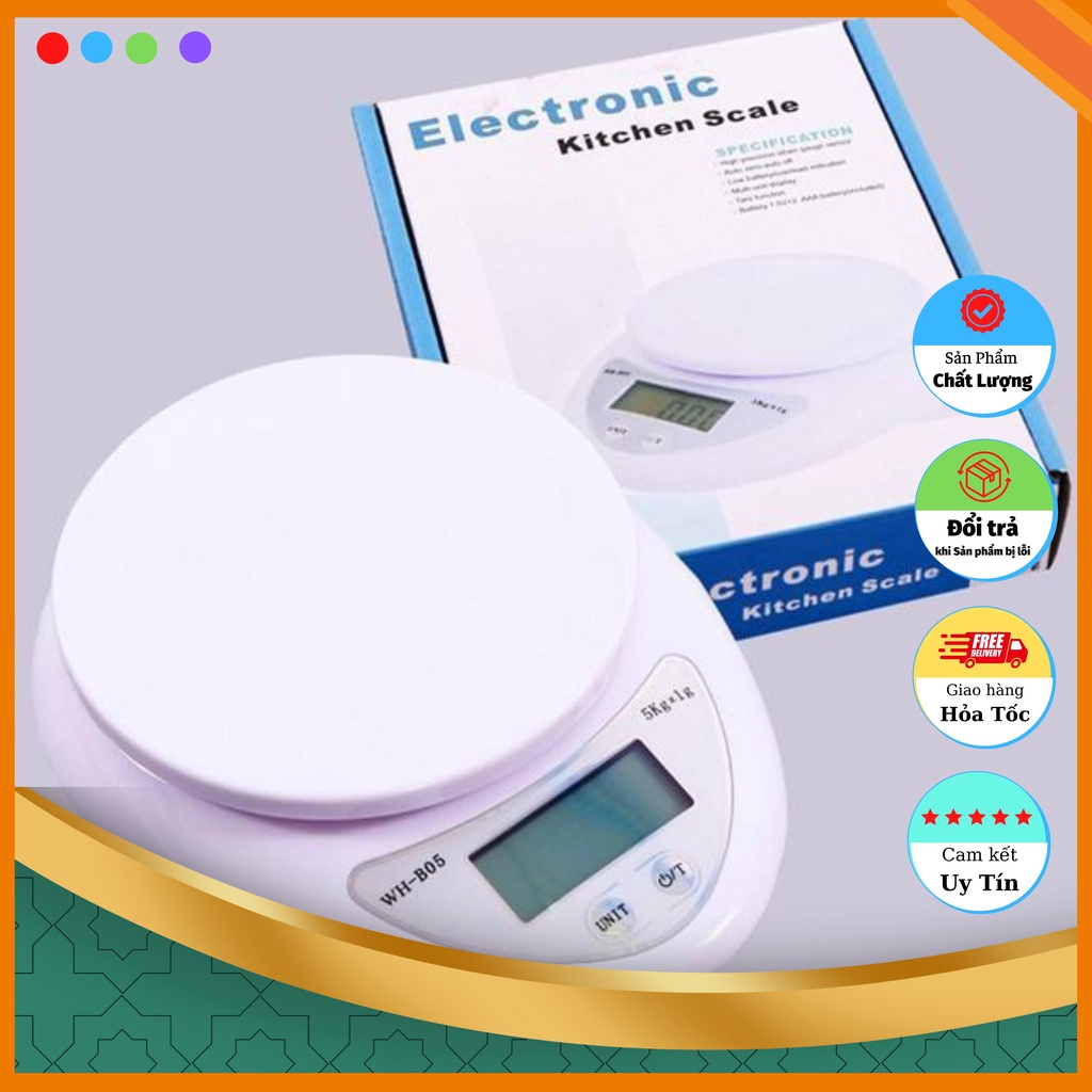 Cân Điện Tử Nhà Bếp 5kg, Cân Tiểu Ly làm bánh Chia Thực Phẩm B05 (Tặng 2 Pin), Tiện lợi, chính xác