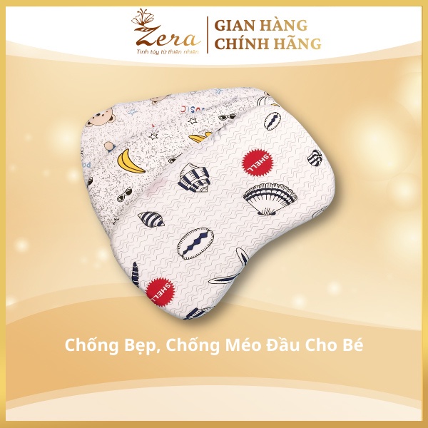 [Combo 2] Gối cao su non cho bé Zera dành cho trẻ sơ sinh chống bẹp đầu, méo đầu + tặng vòng dâu tằm